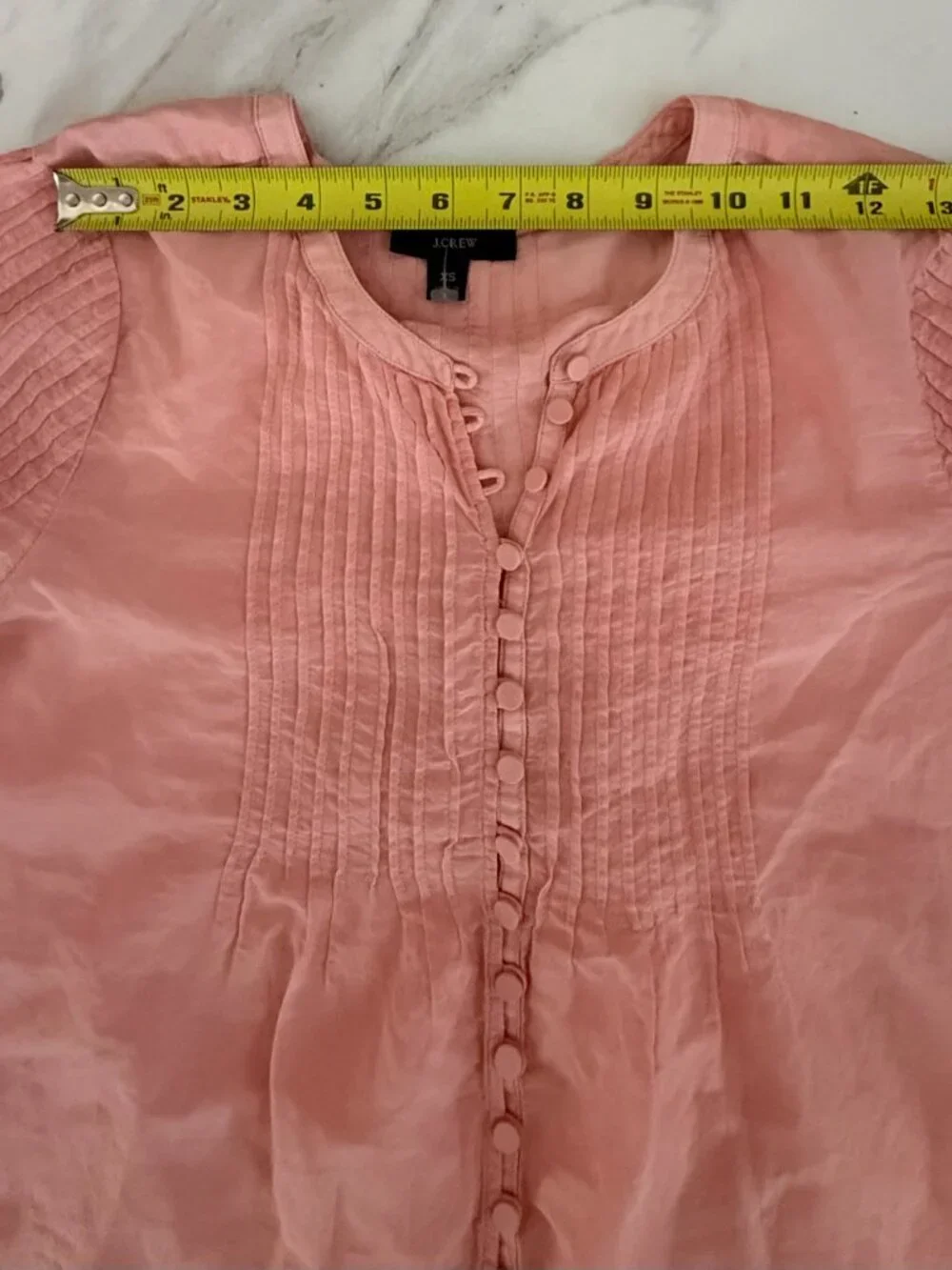 Beautiful J.Crew Silk-Cotton Voile Pintuck Top BB266 Soft Blush Pink XS $99
